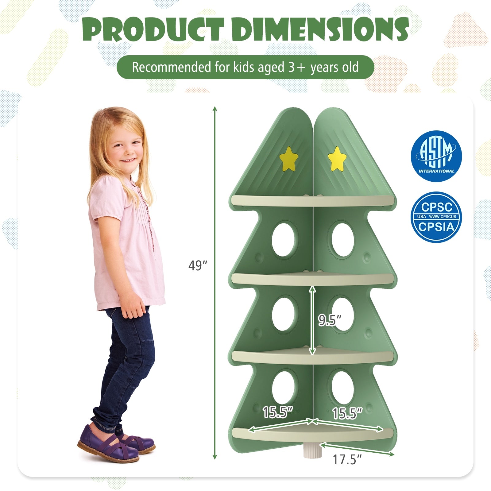 4-Tier Kids Corner Bookshelf Baby Display Shelf for Kids Room, Green Kids Storage at Gallery Canada