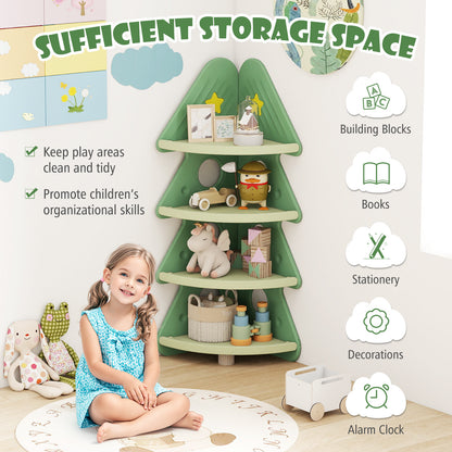 4-Tier Kids Corner Bookshelf Baby Display Shelf for Kids Room, Green Kids Storage at Gallery Canada