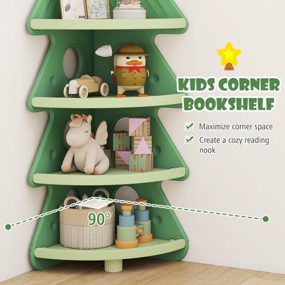 4-Tier Kids Corner Bookshelf Baby Display Shelf for Kids Room, Green Kids Storage at Gallery Canada