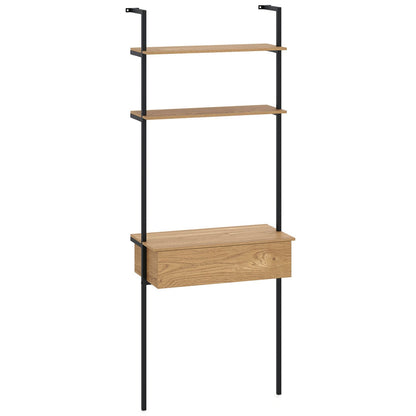4-Tier Ladder Bookshelf With Drawer, Natural