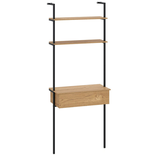 4-Tier Ladder Bookshelf With Drawer, Natural