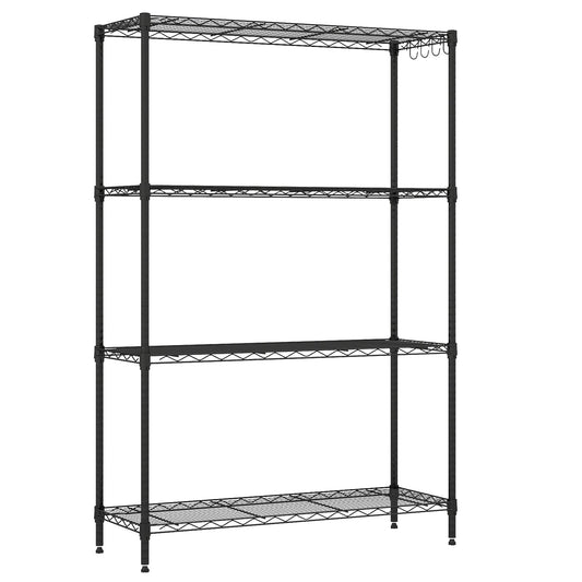4-Tier Metal Storage Shelving Unit with V-Shaped Wire Rack and 1000 LBS Capacity-DK, Black