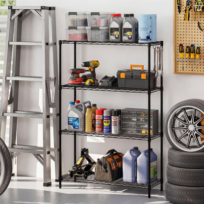 4-Tier Metal Storage Shelving Unit with V-Shaped Wire Rack and 1000 LBS Capacity-DK, Black Garages at Gallery Canada