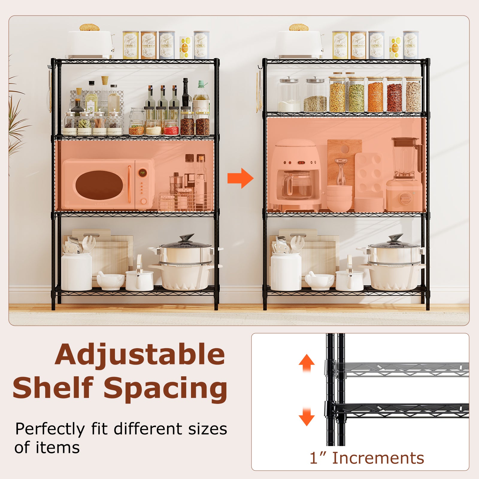 4-Tier Metal Storage Shelving Unit with V-Shaped Wire Rack and 1000 LBS Capacity-DK, Black Garages at Gallery Canada