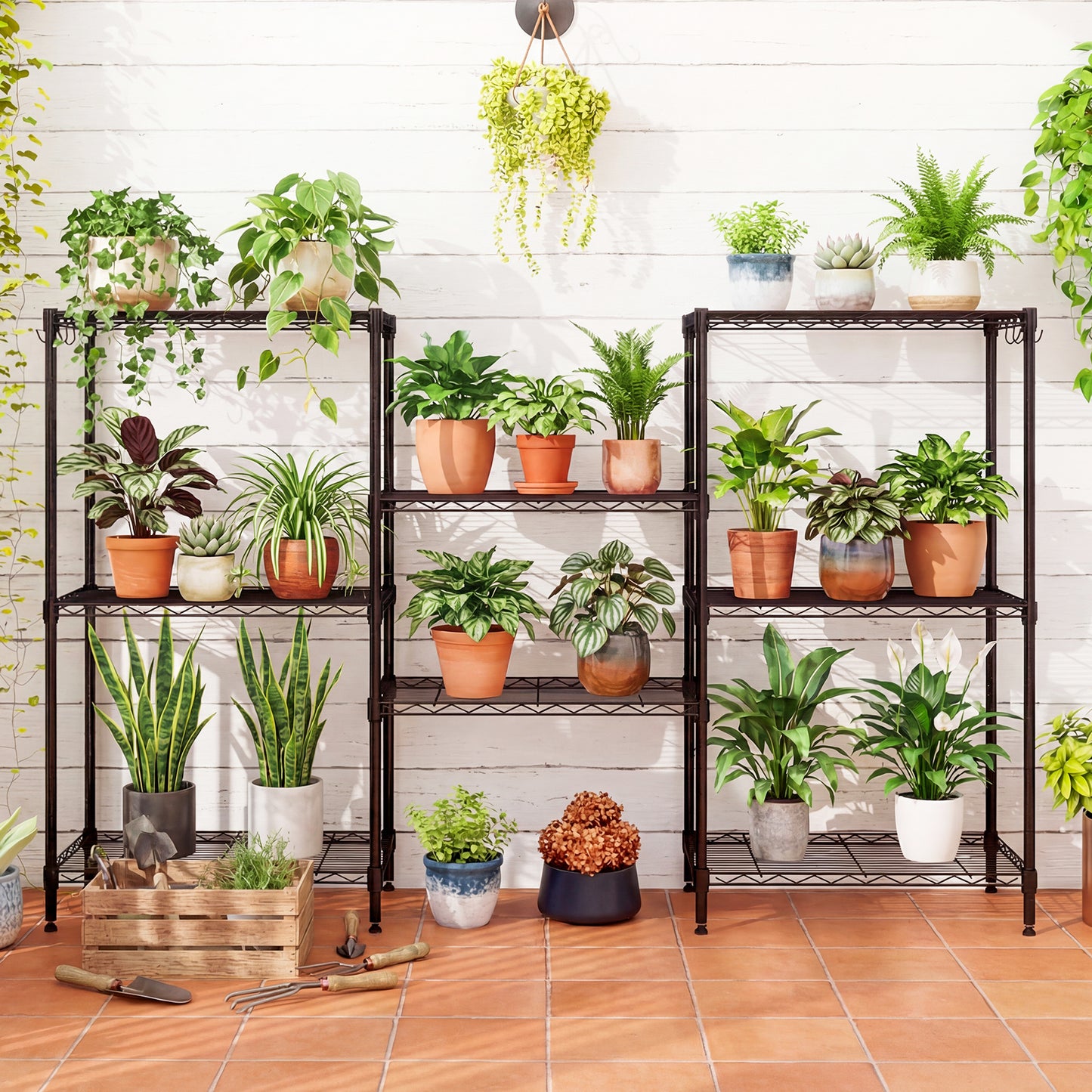 4-Tier Metal Storage Shelving Unit Set of 2, Black Garages at Gallery Canada