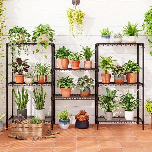 4-Tier Metal Storage Shelving Unit Set of 2, Black Garages Black at Gallery Canada