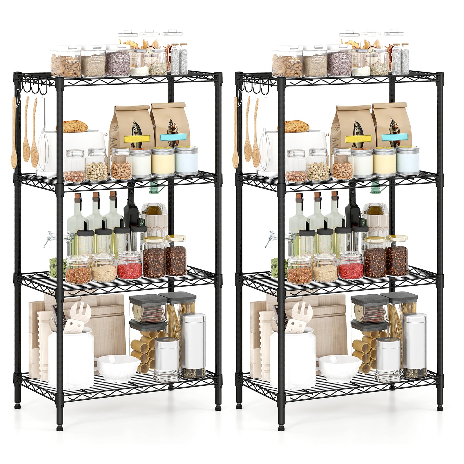 4-Tier Metal Storage Shelving Unit Set of 2, Black Garages at Gallery Canada