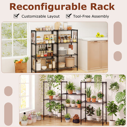 4-Tier Metal Storage Shelving Unit Set of 2, Black Garages at Gallery Canada