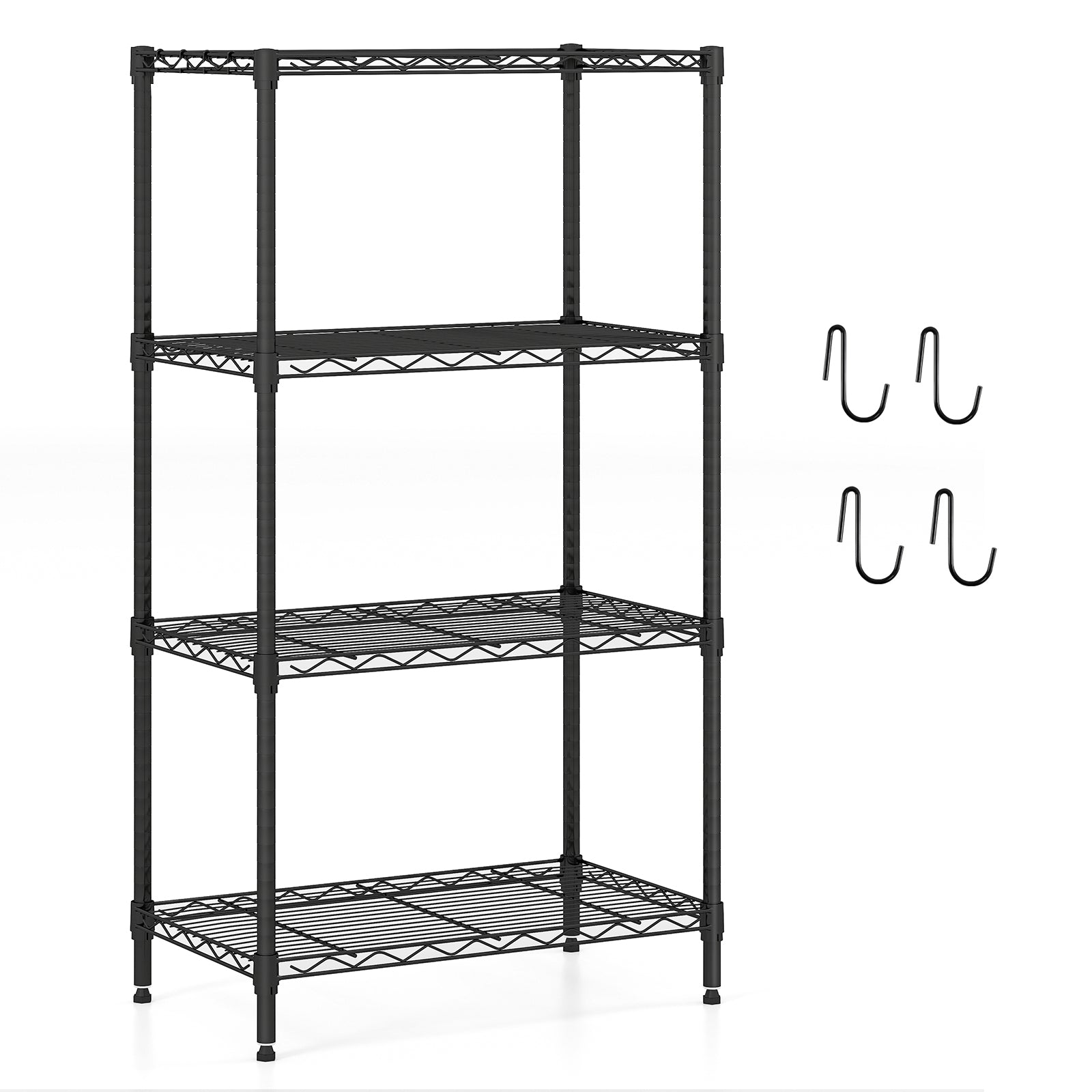 4-Tier Metal Storage Shelving Unit with V-Shaped Wire Rack and 600 LBS Capacity-DK, Black Garages Black at Gallery Canada