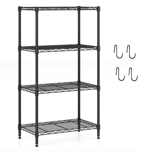 4-Tier Metal Storage Shelving Unit with V-Shaped Wire Rack and 600 LBS Capacity-DK, Black