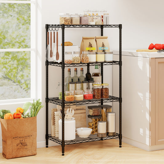 4-Tier Metal Storage Shelving Unit with V-Shaped Wire Rack and 600 LBS Capacity-DK, Black Garages Black at Gallery Canada