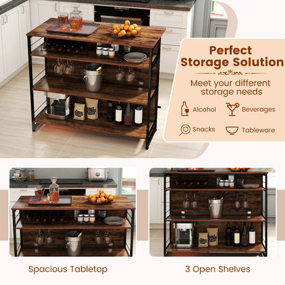 4-Tier Mini Bar Kitchen Island with Footrest and Wine Rack, Coffee Kitchen Islands & Carts at Gallery Canada