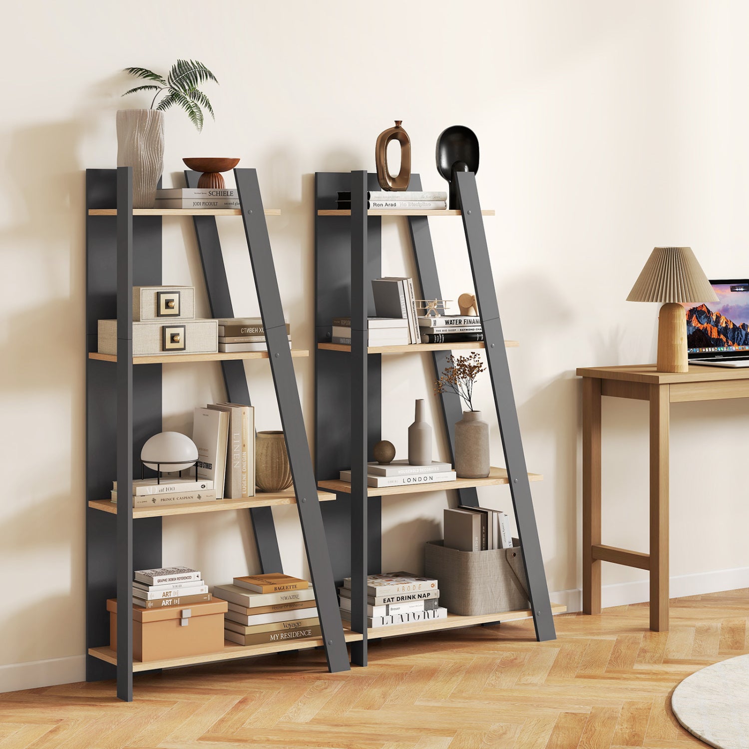 4-Tier Modern Bookshelf, Vertical Display Shelf, Oak Bookcases at Gallery Canada