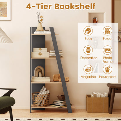4-Tier Modern Bookshelf, Vertical Display Shelf, Oak Bookcases at Gallery Canada