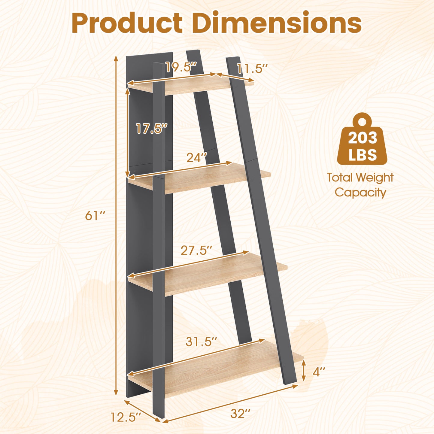 4-Tier Modern Bookshelf, Vertical Display Shelf, Oak Bookcases at Gallery Canada
