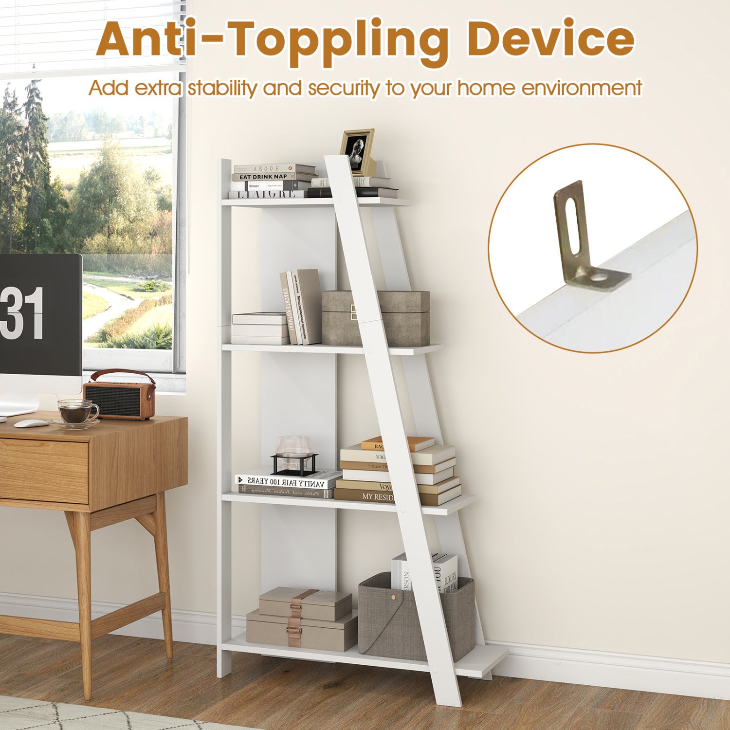 4-Tier Modern Bookshelf Wooden Vertical Display Bookcases at Gallery Canada