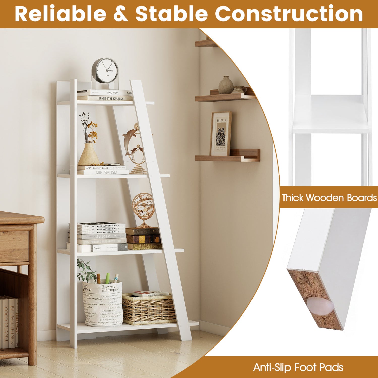 4-Tier Modern Bookshelf Wooden Vertical Display Bookcases at Gallery Canada