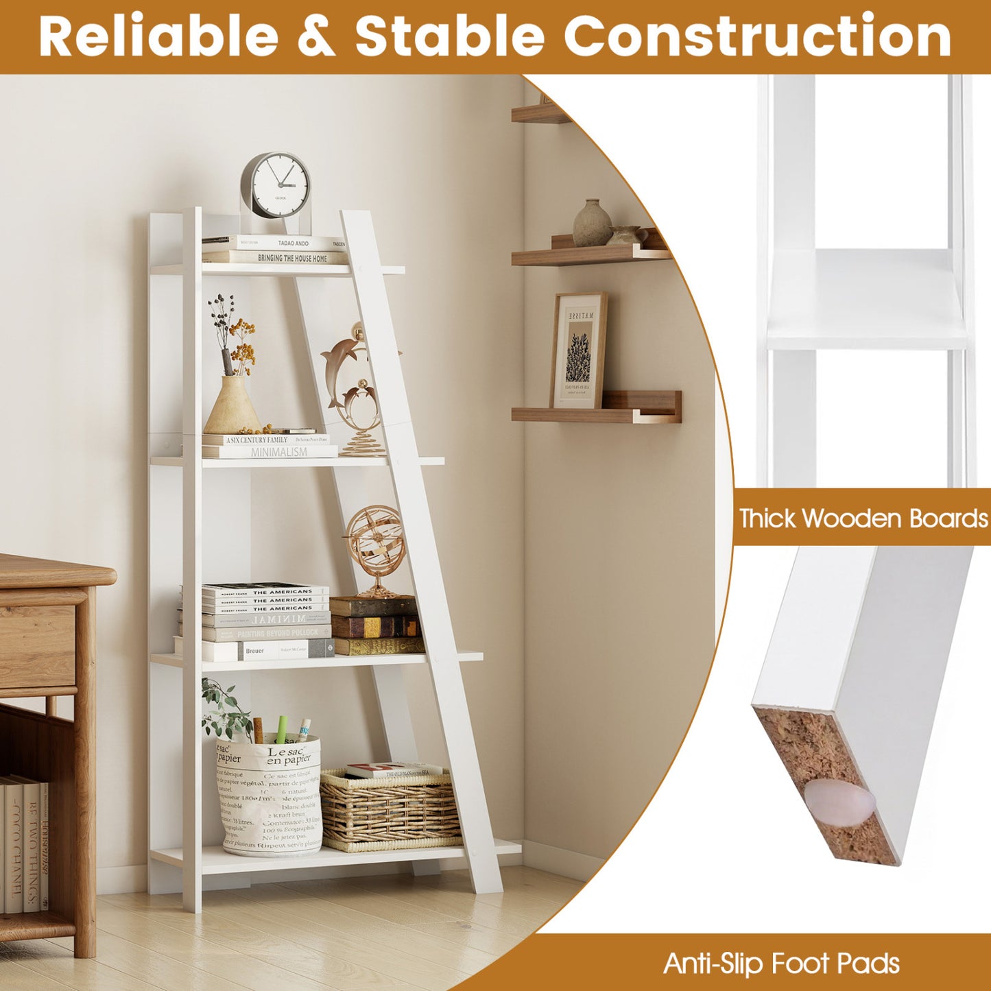 4-Tier Modern Bookshelf Wooden Vertical Display Bookcases at Gallery Canada