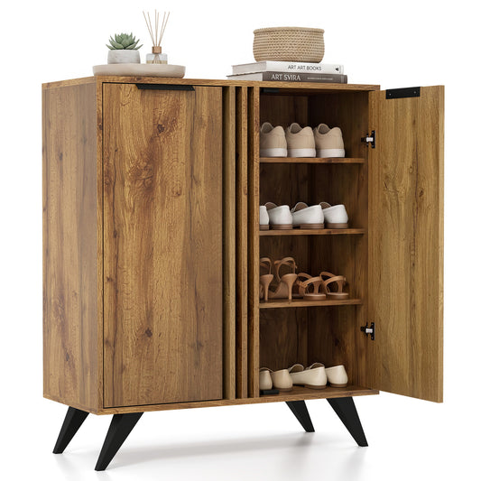 4-Tier Hidden Shoe Cabinet, 2 Doors, Natural Shoe Racks & Storage Benches Natural at Gallery Canada