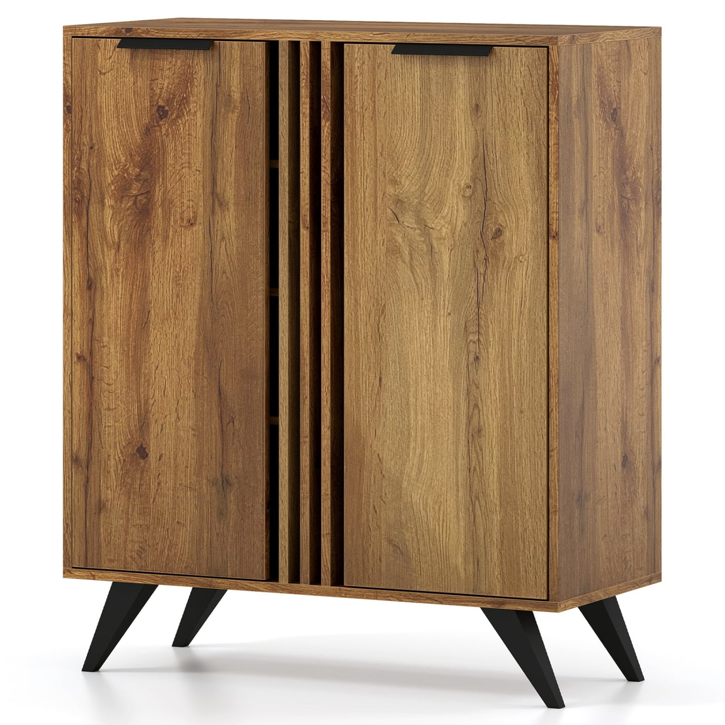 4-Tier Hidden Shoe Cabinet, 2 Doors, Natural