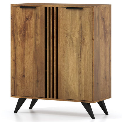 4-Tier Hidden Shoe Cabinet, 2 Doors, Natural