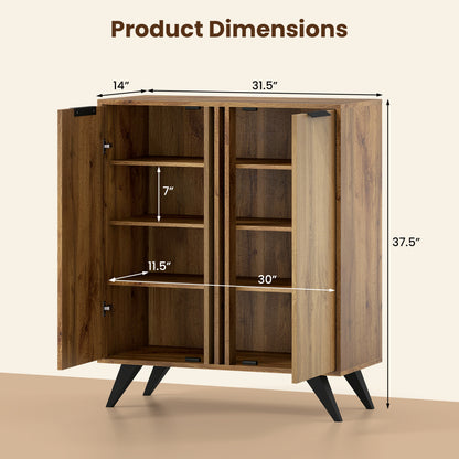 4-Tier Hidden Shoe Cabinet, 2 Doors, Natural