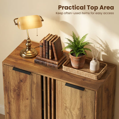 4-Tier Hidden Shoe Cabinet, 2 Doors, Natural