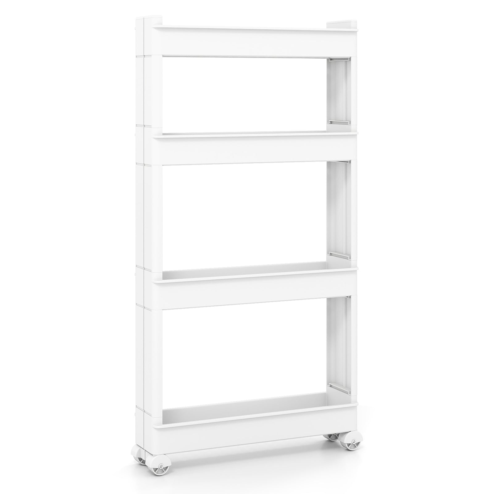 4-Tier Multifunctional Slim Storage Trolley with Detachable Trays, White Kitchen Islands & Carts at Gallery Canada