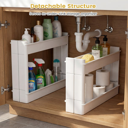 4-Tier Multifunctional Slim Storage Trolley with Detachable Trays, White Kitchen Islands & Carts at Gallery Canada