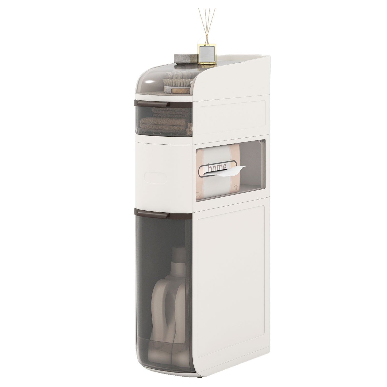 4-Tier Narrow Bathroom Storage Cabinet With Drawers, Tissue Box Floor Cabinets Options at Gallery Canada