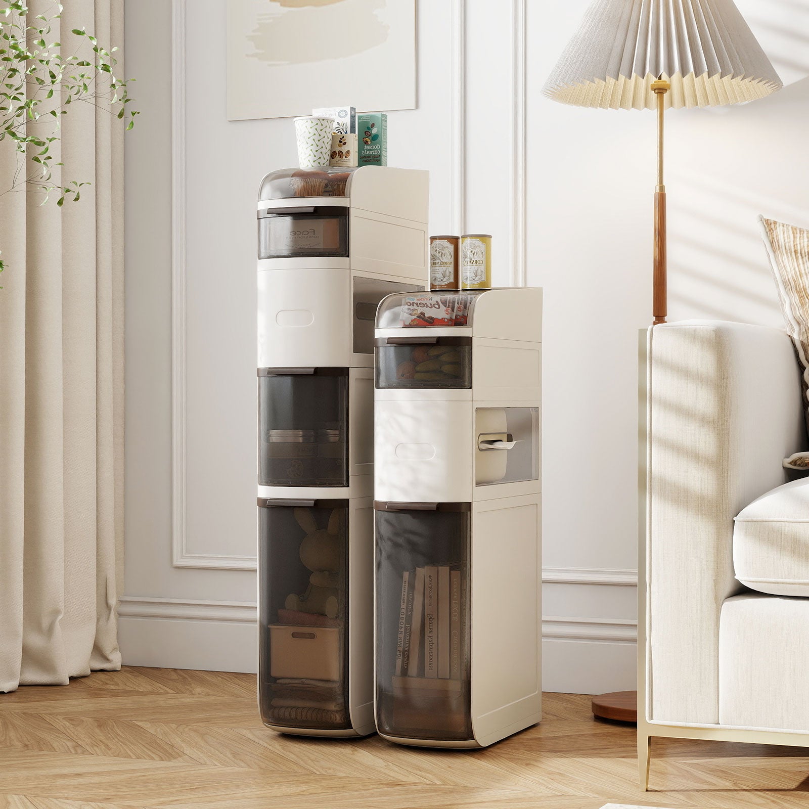 4-Tier Narrow Bathroom Storage Cabinet With Drawers, Tissue Box Floor Cabinets at Gallery Canada
