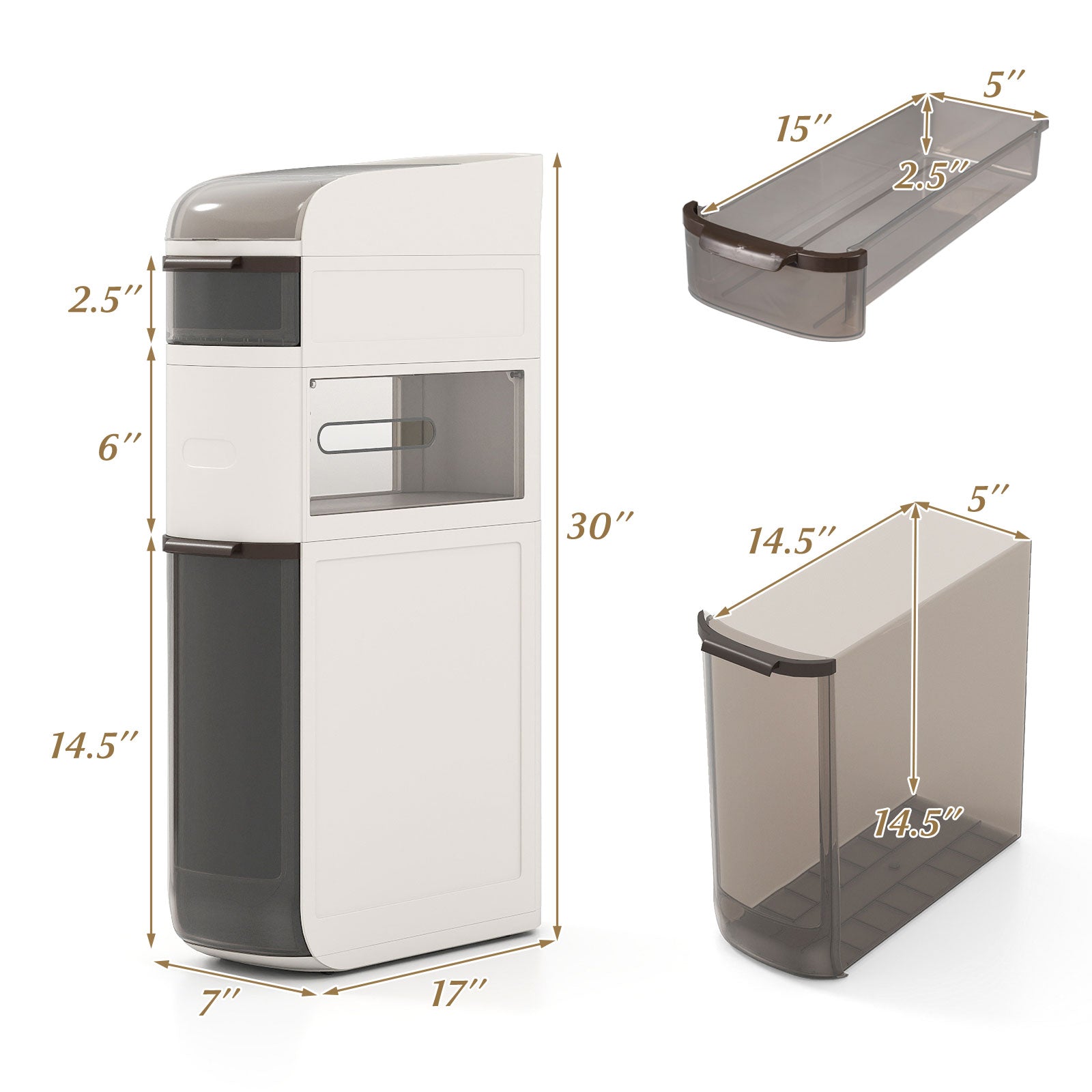 4-Tier Narrow Bathroom Storage Cabinet With Drawers, Tissue Box Floor Cabinets at Gallery Canada