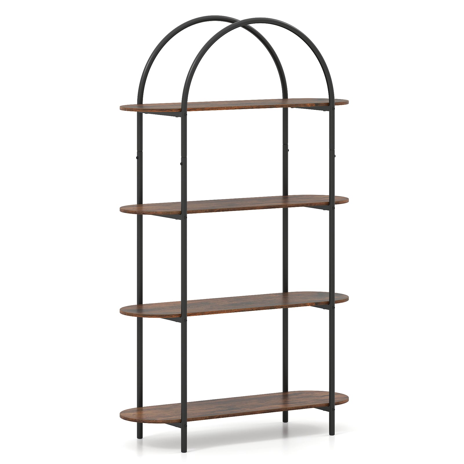 4-Tier Open Bookcase with Sturdy Metal Frame for Living Room-CF, Rustic Brown Bookcases Rustic Brown at Gallery Canada