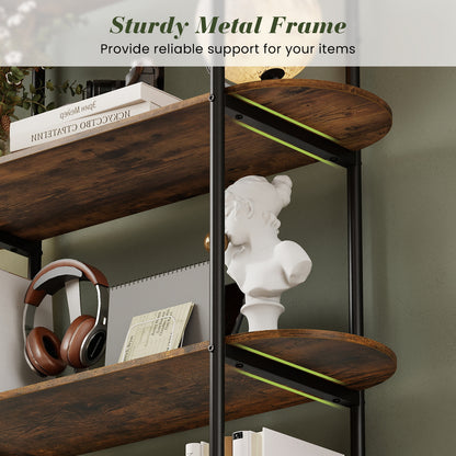 4-Tier Open Bookcase with Sturdy Metal Frame for Living Room-CF, Rustic Brown Bookcases at Gallery Canada