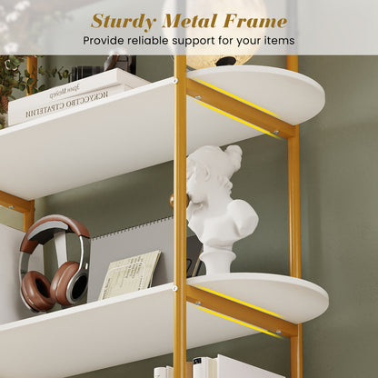 4-Tier Open Bookcase with Sturdy Metal Frame for Living Room-WH, White & Golden Bookcases at Gallery Canada