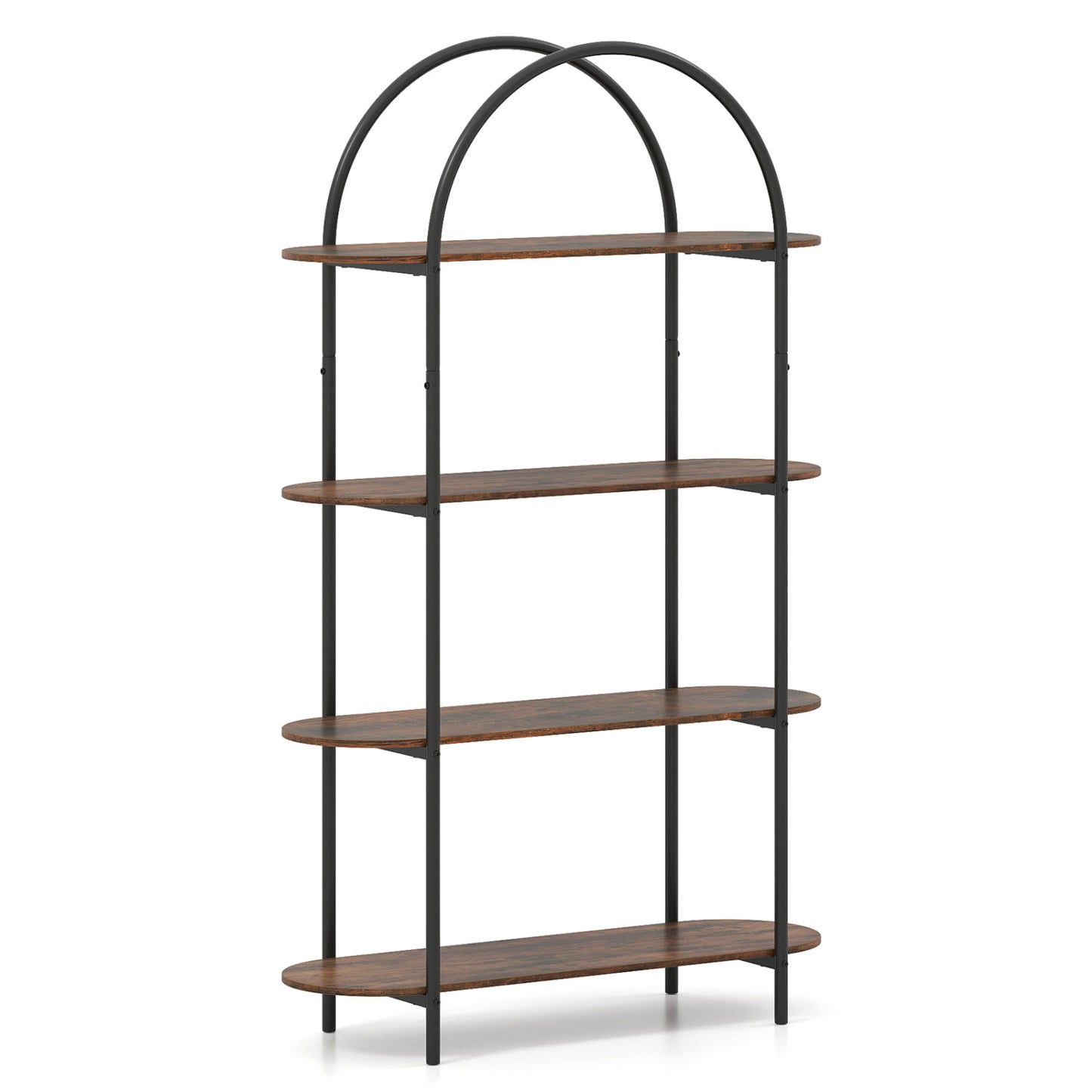 4-Tier Open Bookcase with Sturdy Metal Frame for Living Room-CF, Rustic Brown Bookcases at Gallery Canada