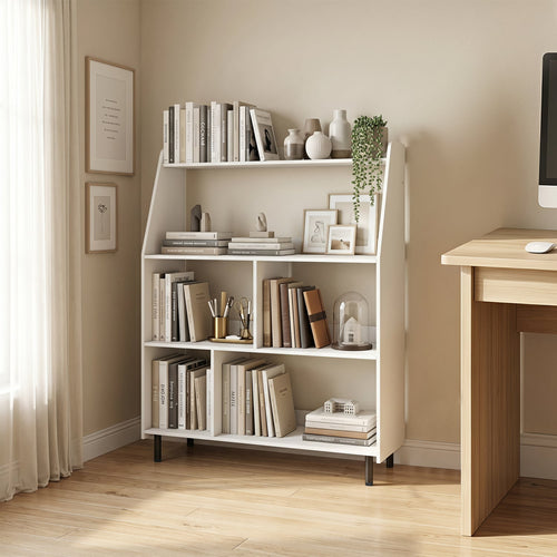 4-Tier Open Bookcase with Anti-Tipping Kits, White