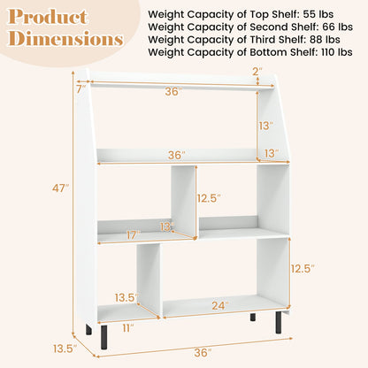 4-Tier Open Bookcase with Anti-Tipping Kits, White