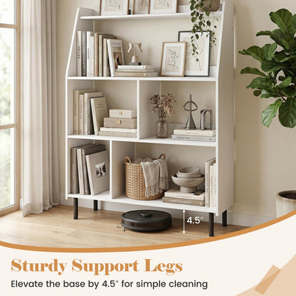 4-Tier Open Bookcase with Anti-Tipping Kits, White