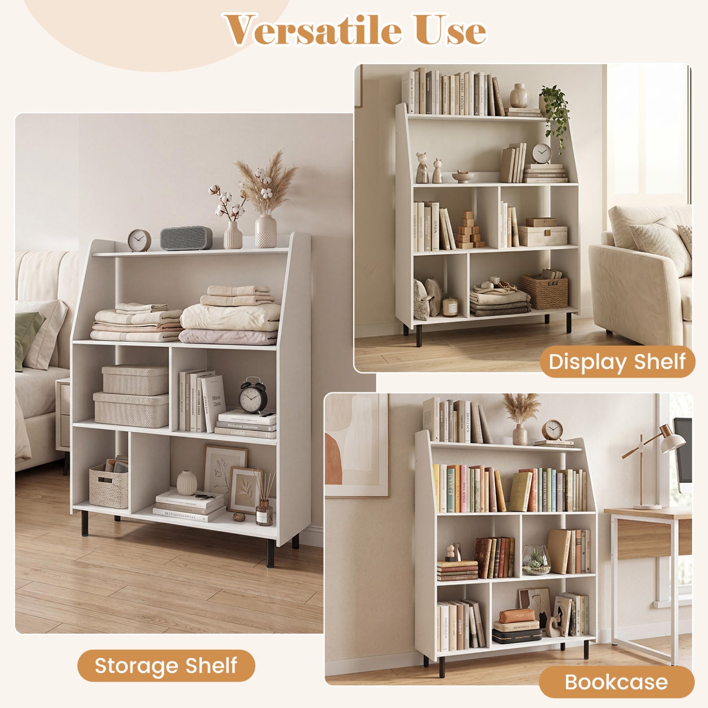 4-Tier Open Bookcase with Anti-Tipping Kits, White