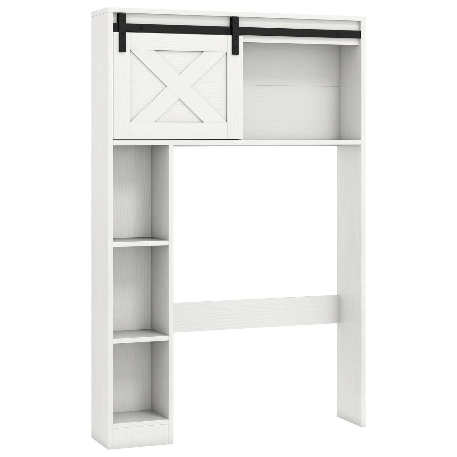 4-Tier Over The Toilet Storage Cabinet with Sliding Barn Door and Storage Shelves, White Bathroom Etagere at Gallery Canada