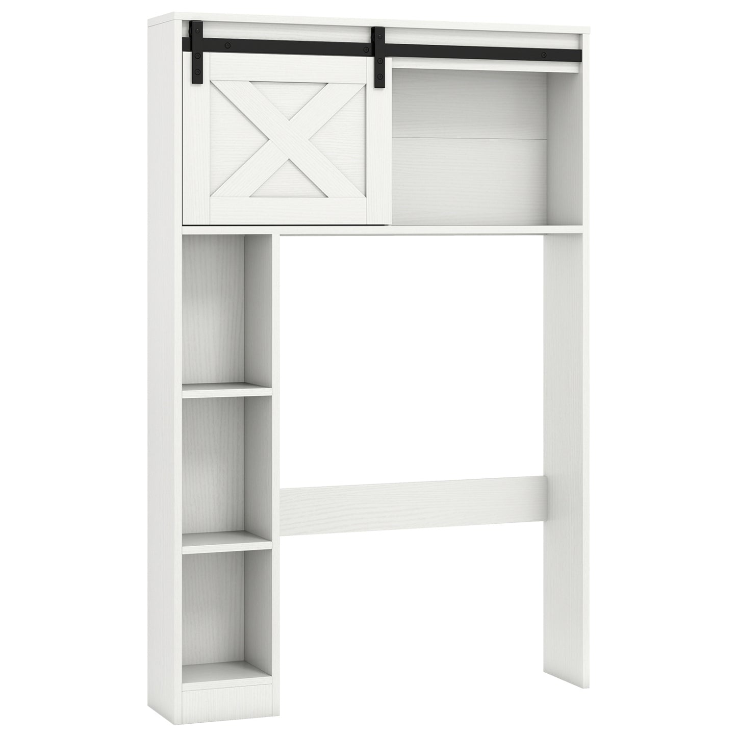 4-Tier Over The Toilet Storage Cabinet with Sliding Barn Door and Storage Shelves, White Bathroom Etagere at Gallery Canada