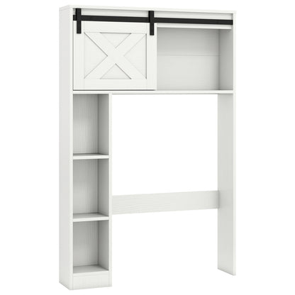 4-Tier Over The Toilet Storage Cabinet with Sliding Barn Door and Storage Shelves, White Bathroom Etagere at Gallery Canada