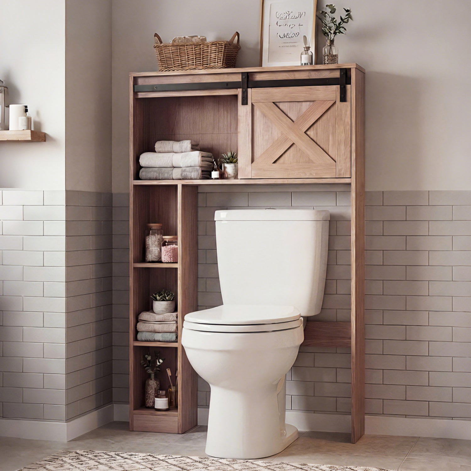 4-Tier Over The Toilet Storage Cabinet, Brown Bathroom Etagere at Gallery Canada