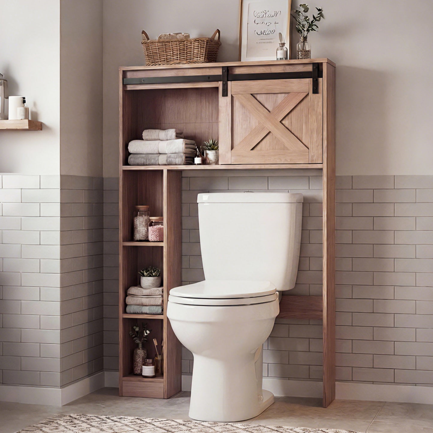 4-Tier Over The Toilet Storage Cabinet, Brown Bathroom Etagere at Gallery Canada