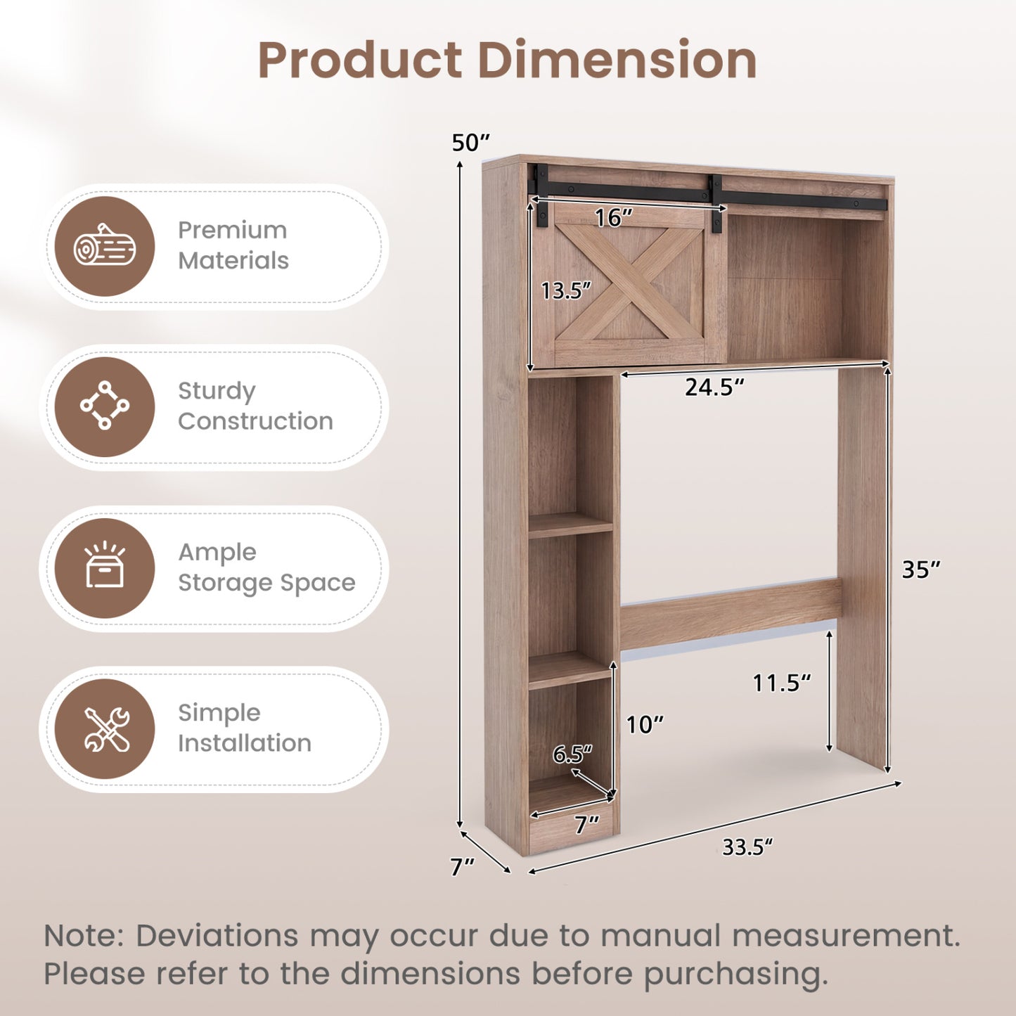 4-Tier Over The Toilet Storage Cabinet, Brown Bathroom Etagere at Gallery Canada