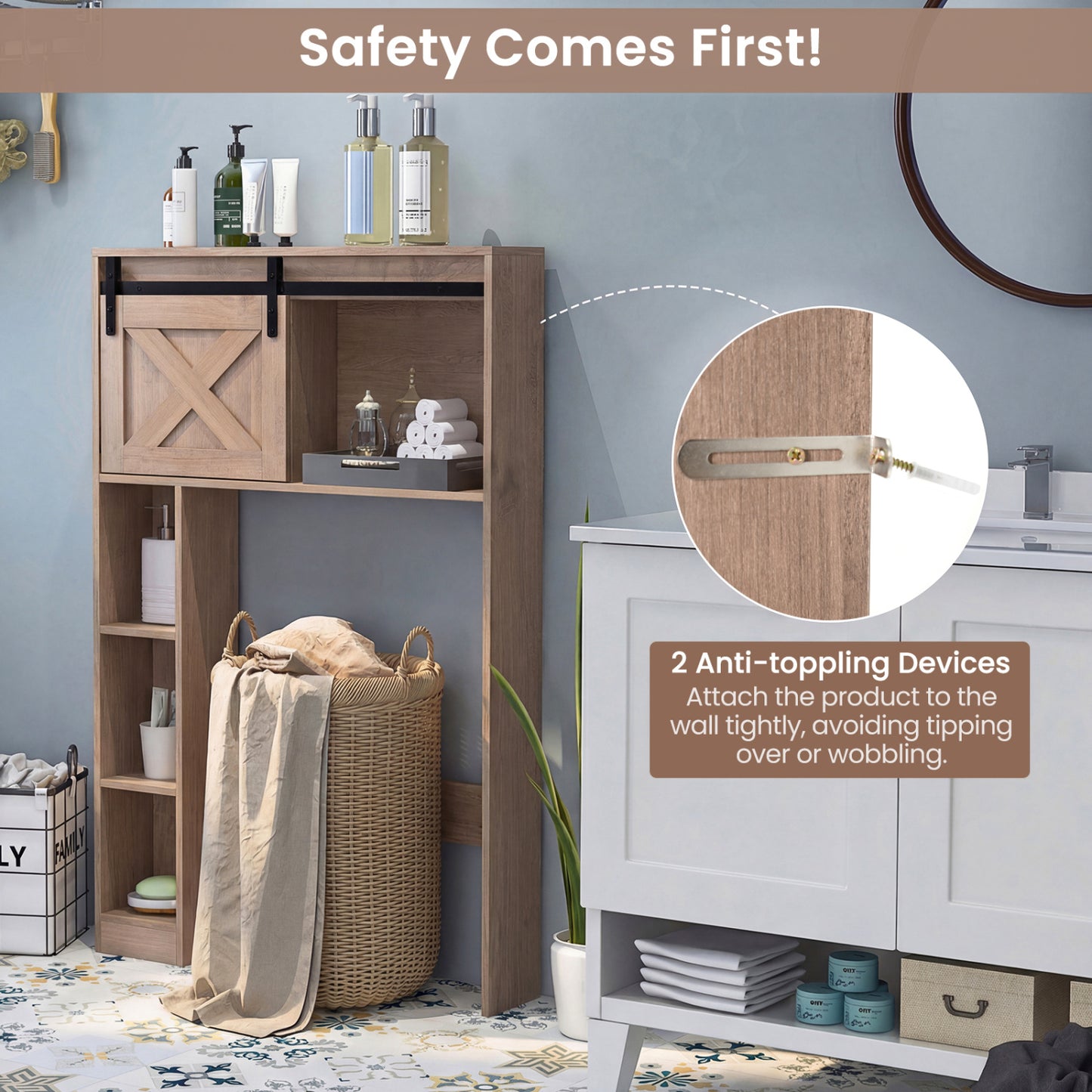 4-Tier Over The Toilet Storage Cabinet, Brown Bathroom Etagere at Gallery Canada