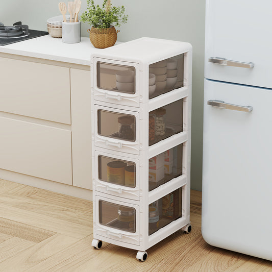 4-Tier Plastic Drawer Storage Organizer, Rolling Cart, Lockable Wheels File Cabinets Options at Gallery Canada