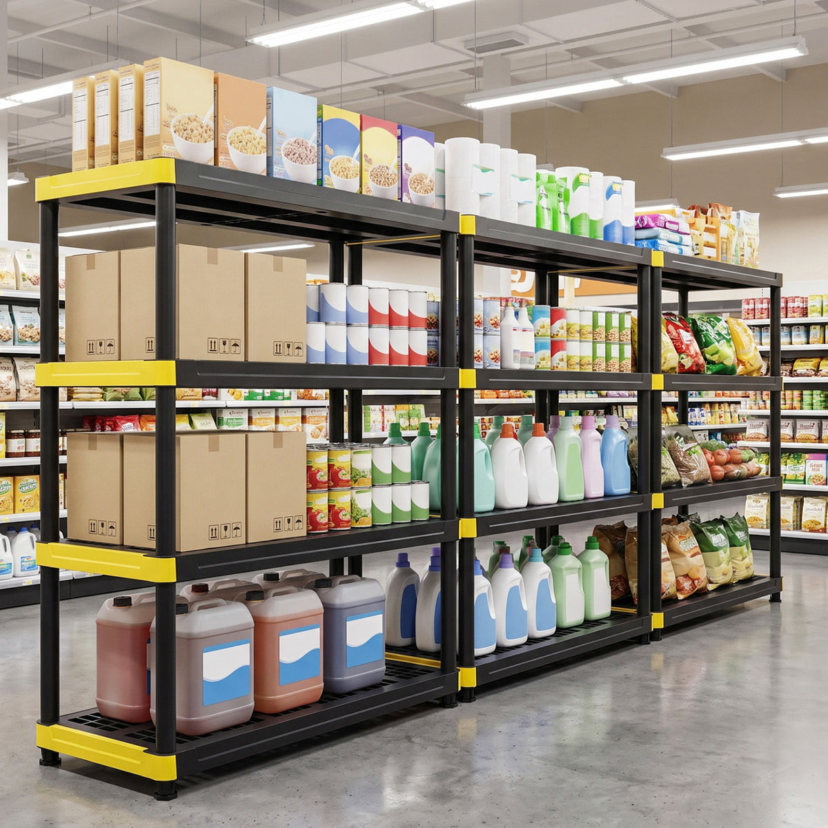 4-Tier Plastic Storage Shelf Heavy-Duty Utility Rack, Black