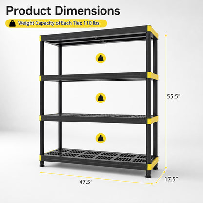 4-Tier Plastic Storage Shelf Heavy-Duty Utility Rack, Black